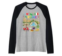 I Love Roma Italia Viaggio Souvenir Romano Maglia con Maniche Raglan