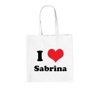I Love Sabrina - Borsa Tote IN Tela - Cantante Canzone Ventola Espresso Concerto