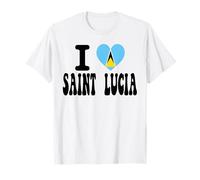 I Love Saint Lucia Bandiera Cuore Retro Viaggio Souvenir Maglietta