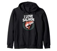 I love Salmon Entusiast Fish Design Felpa con Cappuccio