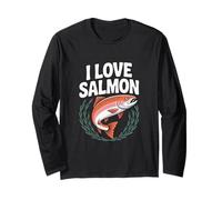 I love Salmon Entusiast Fish Design Maglia a Manica