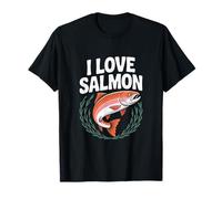 I love Salmon Entusiast Fish Design Maglietta