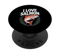 I love Salmon Entusiast Fish Design PopSockets PopGrip Adesivo