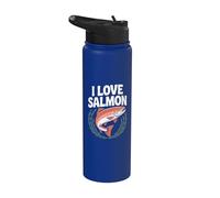 I love Salmon Entusiast Fish Design Stainless Steel Insulated Water Bottle