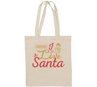 I Love Santa Snow Man Graphic Natural Cotton Tote Bag Bianco