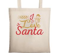 I Love Santa Snow Man Graphic Natural Ecologico Cotone Tote Bag Beige