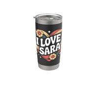 I Love Sara Cuore Floreale Amore Espress Bicchiere termico in acciaio inox doppia parete