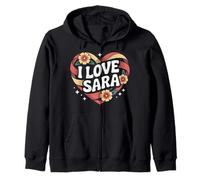 I Love Sara Cuore Floreale Amore Espress Felpa con Cappuccio