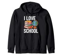 I Love School Books Globe Pencil Student Life Felpa con Cappuccio
