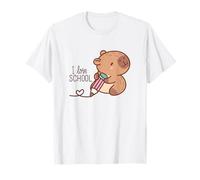I Love School Cute Capybara Matita Grafica Maglietta