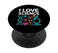 I Love Science Microscopio DNA Atom Chemistry PopSockets PopGrip Adesivo