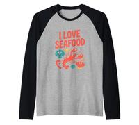 I Love Seafood Aragosta Vongole Shell Maglia con Maniche Raglan