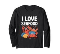I Love Seafood Carino Granchi Crostacei Divertimento Maglia a Manica