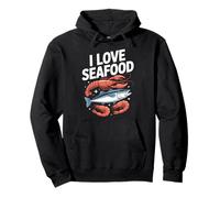 I Love Seafood Divertente Granchio Pesce Arte Felpa con Cappuccio