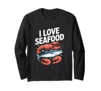 I Love Seafood Divertente Granchio Pesce Arte Maglia a Manica