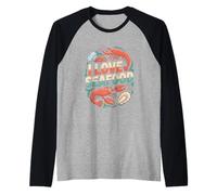 I Love Seafood Gamberetti Oyster Chef Appassionato Maglia con Maniche Raglan