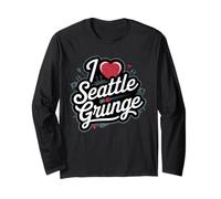 I Love Seattle Grunge Music 90s Concerto Rock Alternative Maglia a Manica
