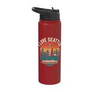 I Love Seattle, iconico, spazio, ago, orizzonte Stainless Steel Insulated Water Bottle