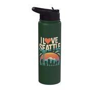 I love seattle, spazio, ago, orizzonte Stainless Steel Insulated Water Bottle