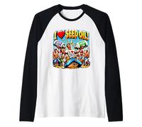 I Love Seed Oil Divertente Grape Girasole Meme Tee Maglia con Maniche Raglan