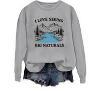 I Love Seeing Big Naturals Felpa I Love Seeing Big Naturals Camicia Divertente Mountain Lovers Top, Grigio, S