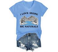 I Love Seeing Big Naturals Shirt I Love Seeing Big Naturals maglietta con scollo a V, Blu Carolina, XXL