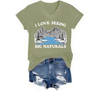 I Love Seeing Big Naturals Shirt I Love Seeing Big Naturals maglietta con scollo a V, Verde oliva, XXL
