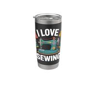 I Love Sewing Machine Vintage Thread Bicchiere termico in acciaio inox doppia parete