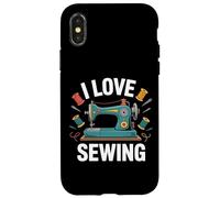 I Love Sewing Machine Vintage Thread Custodia per iPhone X/XS