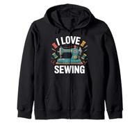 I Love Sewing Machine Vintage Thread Felpa con Cappuccio