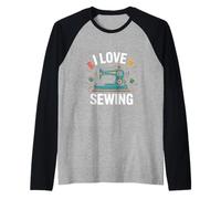I Love Sewing Machine Vintage Thread Maglia con Maniche Raglan