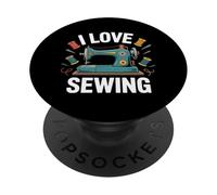 I Love Sewing Machine Vintage Thread PopSockets PopGrip Adesivo