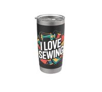 I Love Sewing Pattern Thread Bicchiere termico in acciaio inox doppia parete