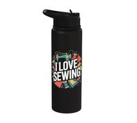 I Love Sewing Pattern Thread Stainless Steel Insulated Water Bottle
