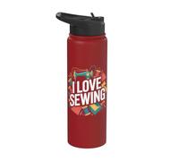 I Love Sewing Pattern Thread Stainless Steel Insulated Water Bottle
