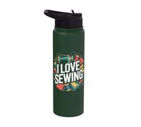 I Love Sewing Pattern Thread Stainless Steel Insulated Water Bottle