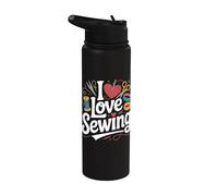 I Love Sewing Thread Forbici Bottoni Cuore Stainless Steel Insulated Water Bottle