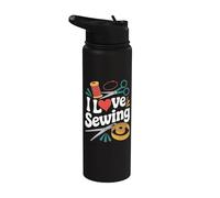 I Love Sewing Thread Forbici Cuore Stainless Steel Insulated Water Bottle