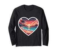 I Love Seychelles Cuore Vintage Tramonto Retro Beach Souvenir Maglia a Manica