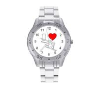 I Love Ski - Orologio da polso da uomo, in acciaio inox, analogico, al quarzo, Stile:, regular, Bracciale