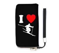 I Love Ski, portafoglio sottile da donna, borsetta lunga e carino, pochette da polso, borsetta porta carte, Stile:, 20x10.5cm