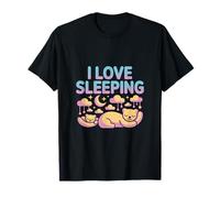 I Love Sleeping Cute Cats Luna Nuvole Stelle Maglietta