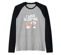 I Love Sleeping Moon Pecora Nuvole Stelle Maglia con Maniche Raglan