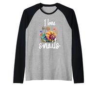 I Love Snails Cute Colorful Lumaca Graphic Design Maglia con Maniche Raglan