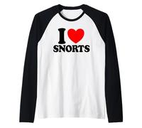 I Love Snorts Cuore Rosso Divertente I Love Snorts Maglia con Maniche Raglan
