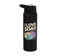 I Love Soap With Rainbow Bubbles Fun Stainless Steel Insulated Water Bottle