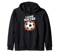 I Love Soccer Vibrante Passione Espressione Felpa con Cappuccio