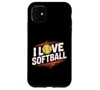 I Love Softball Entusiast Play Ball Custodia per iPhone 11
