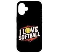 I Love Softball Entusiast Play Ball Custodia per iPhone 16