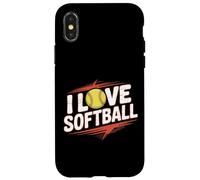 I Love Softball Entusiast Play Ball Custodia per iPhone X/XS